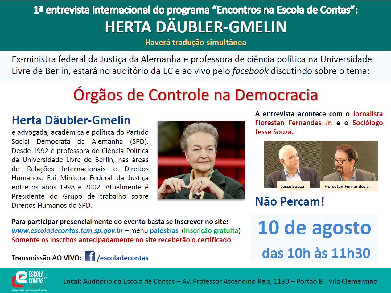 1º Entrevista Internacional do programa “Encontros na Escola de Contas” – Herta Däubler