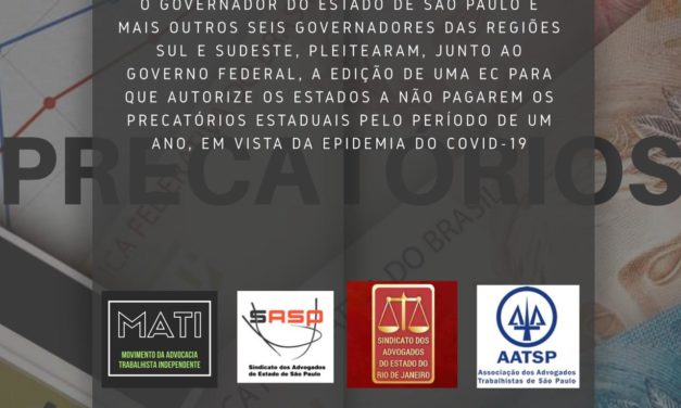 Nota de repúdio contra a ec que não autoriza os estados a pagarem os precatórios estaduais durante a pandemia de covid-19