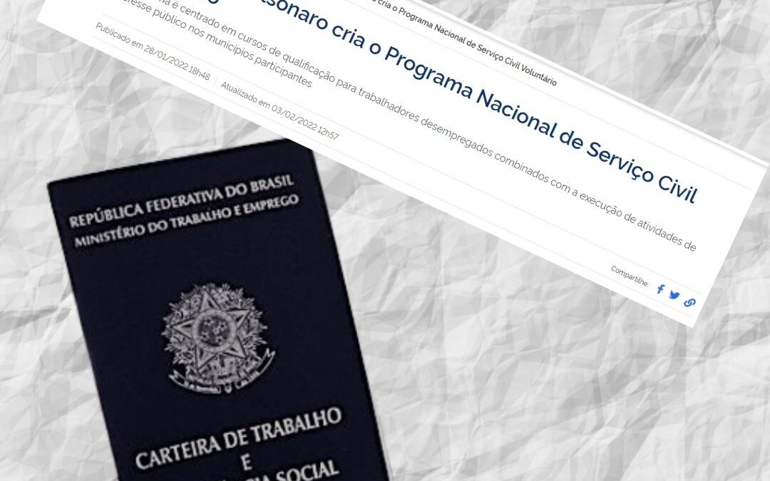 SASP repudia Programa Nacional de Prestação de Serviço Civil Voluntário e o prêmio Portas Abertas (MP nº 1.099/2022)
